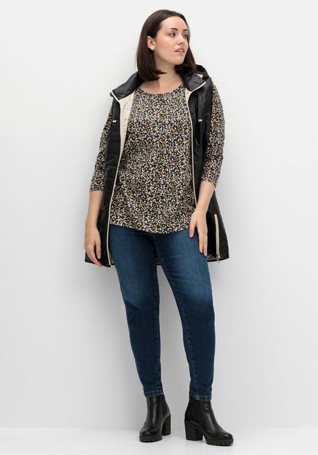 Sheego Langarmshirt Aus Jersey Mit Minimalprint - Senfgelb Gemustert Sheego