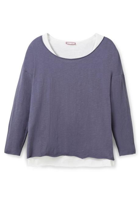 Sheego By Joe Browns Langarmshirt Im Layeringlook, Mit Rollkanten - Indigo Sheego