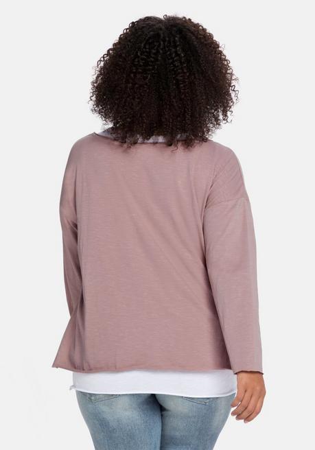 Sheego By Joe Browns Langarmshirt Im Layeringlook, Mit Rollkanten - Zartrosa Sheego
