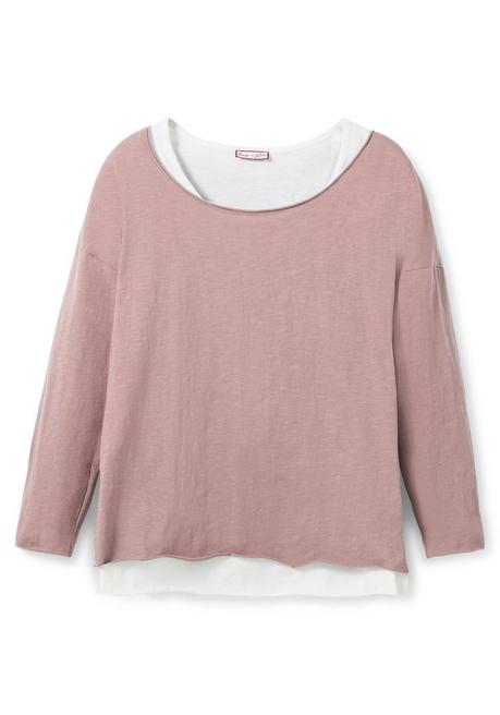 Sheego By Joe Browns Langarmshirt Im Layeringlook, Mit Rollkanten - Zartrosa Sheego