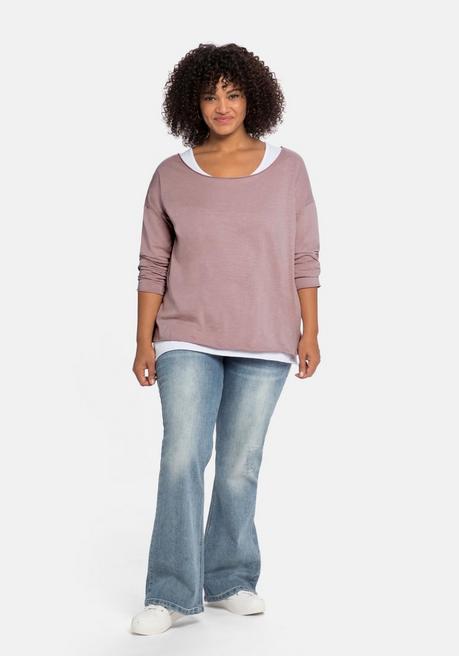 Sheego By Joe Browns Langarmshirt Im Layeringlook, Mit Rollkanten - Zartrosa Sheego