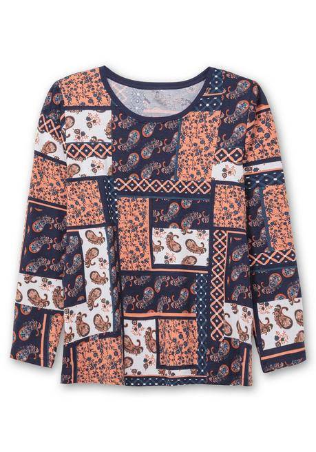 Sheego Langarmshirt Im Patchwork-Mustermix - Papaya Gemustert Sheego