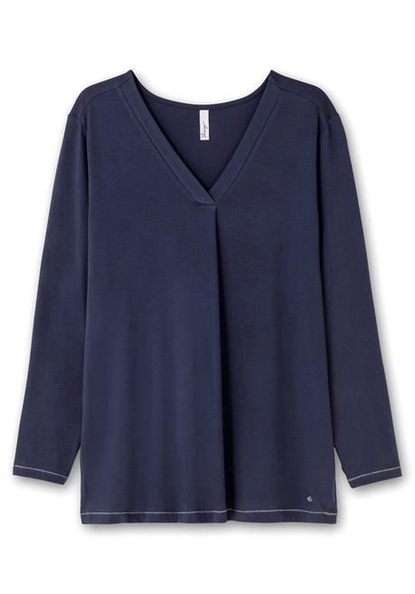 Sheego Langarmshirt In A-Linie, Mit Falte Vorn Und Effektgarn - Marine Sheego