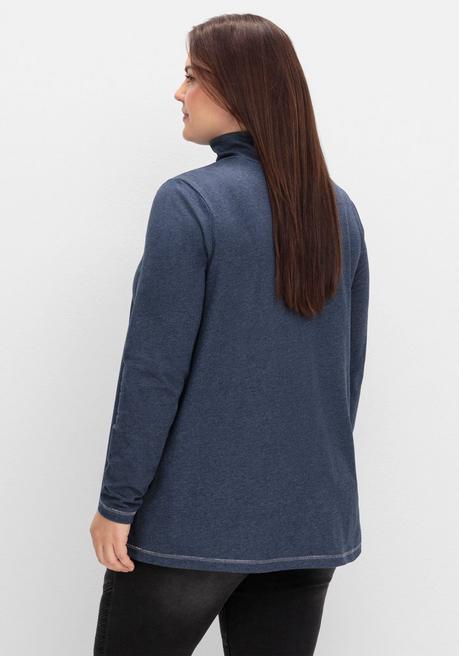 Sheego Langarmshirt In A-Linie, Mit Stehkragen - Saphir Meliert Sheego