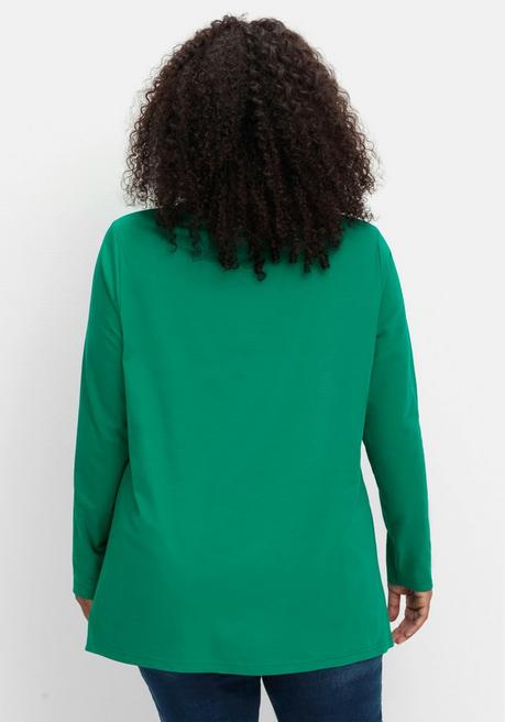 Sheego Langarmshirt In Leichter A-Linie, Mit Rollkragen - Grün Sheego