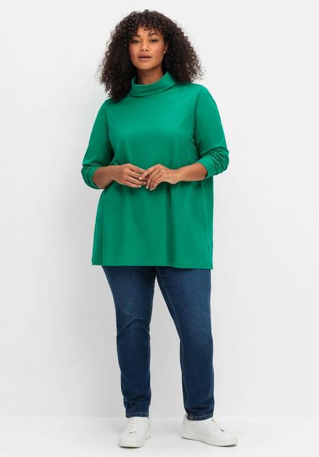 Sheego Langarmshirt In Leichter A-Linie, Mit Rollkragen - Grün Sheego