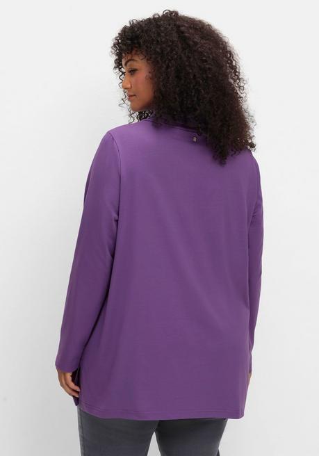Sheego Langarmshirt In Leichter A-Linie, Mit Rollkragen - Lila Sheego