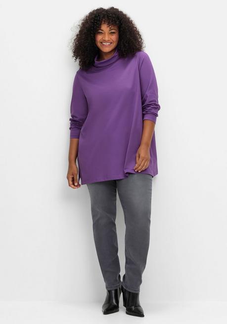 Sheego Langarmshirt In Leichter A-Linie, Mit Rollkragen - Lila Sheego