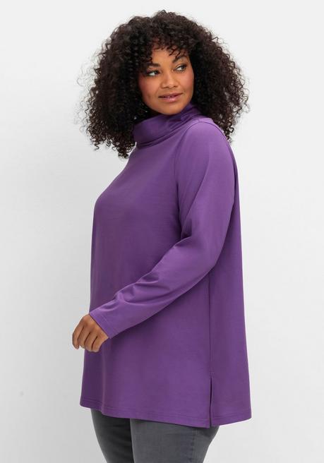 sheego Langarmshirt in leichter A-Linie, mit Rollkragen - lila sheego