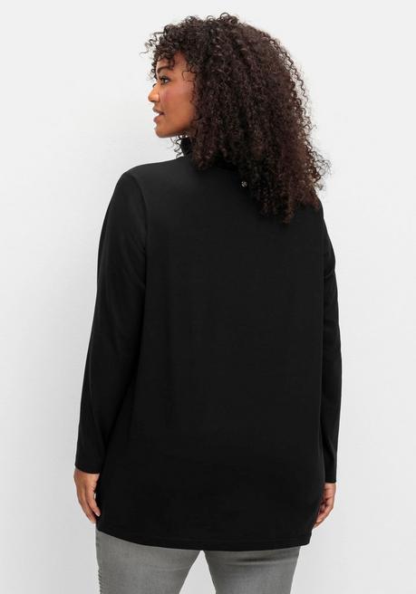 Sheego Langarmshirt In Leichter A-Linie, Mit Rollkragen - Schwarz Sheego