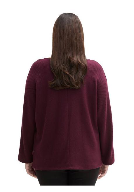 TOM TAILOR Plus Langarmshirt In Rippstruktur, Mit Fledermausärmeln - Beere Sheego