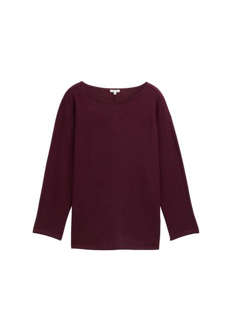 TOM TAILOR Plus Langarmshirt In Rippstruktur, Mit Fledermausärmeln - Beere Sheego