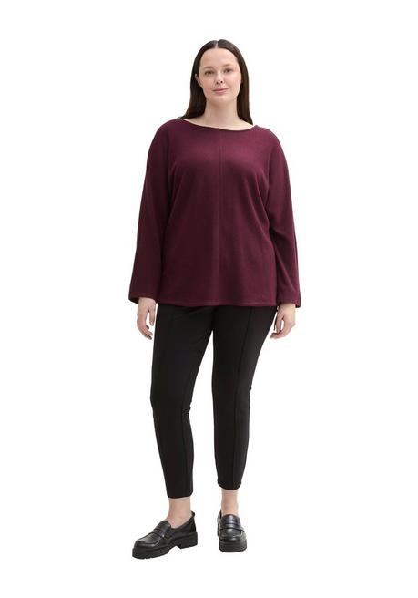 TOM TAILOR Plus Langarmshirt In Rippstruktur, Mit Fledermausärmeln - Beere Sheego