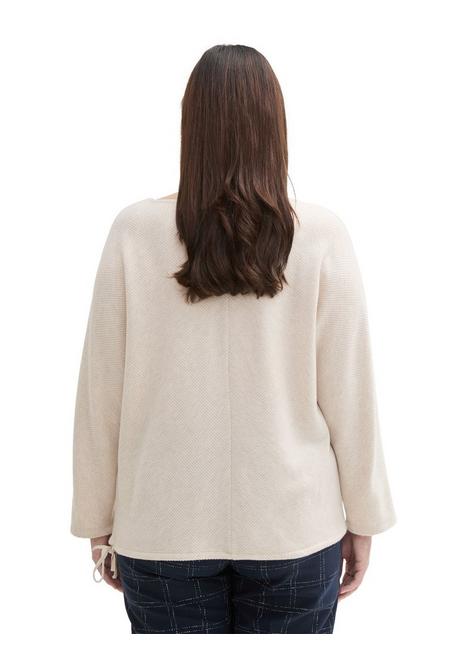 TOM TAILOR Plus Langarmshirt In Rippstruktur, Mit Fledermausärmeln - Grau Sheego