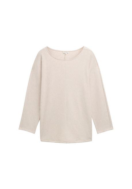 TOM TAILOR Plus Langarmshirt In Rippstruktur, Mit Fledermausärmeln - Grau Sheego