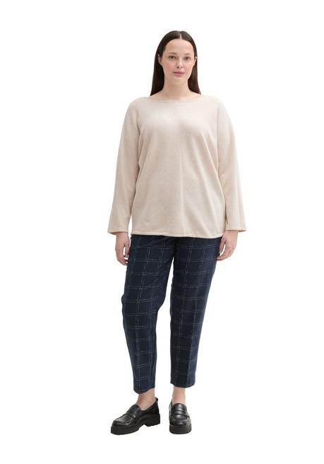 TOM TAILOR Plus Langarmshirt In Rippstruktur, Mit Fledermausärmeln - Grau Sheego