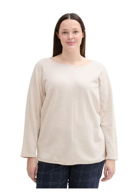 TOM TAILOR Plus Langarmshirt In Rippstruktur, Mit Fledermausärmeln - Grau Sheego