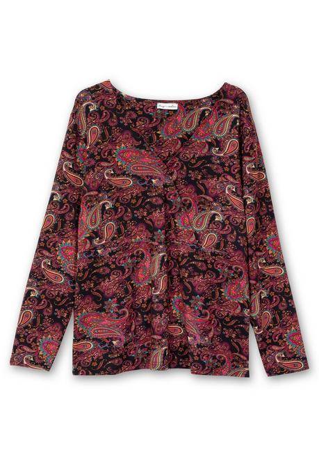 Sheego By Joe Browns Langarmshirt In Wickeloptik, Mit Paisleydruck - Schwarz Gemustert Sheego