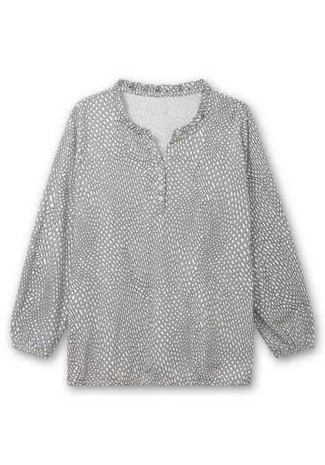 Sheego Langarmshirt Mit Alloverdruck Und Knopfleiste - Grau Gemustert Sheego