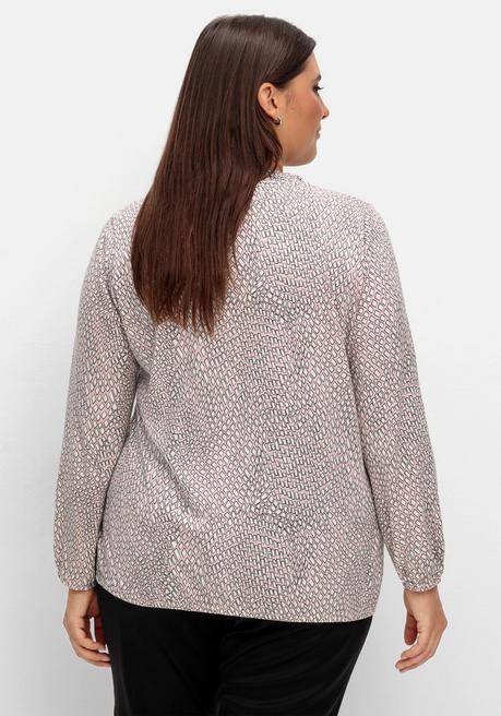 Sheego Langarmshirt Mit Alloverdruck Und Knopfleiste - Rosé Gemustert Sheego