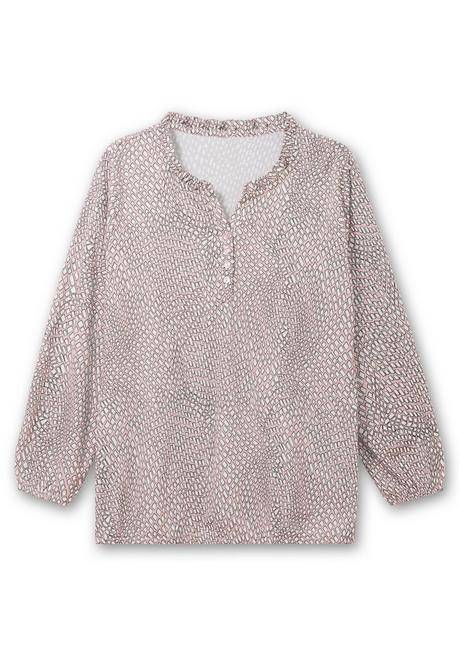 Sheego Langarmshirt Mit Alloverdruck Und Knopfleiste - Rosé Gemustert Sheego