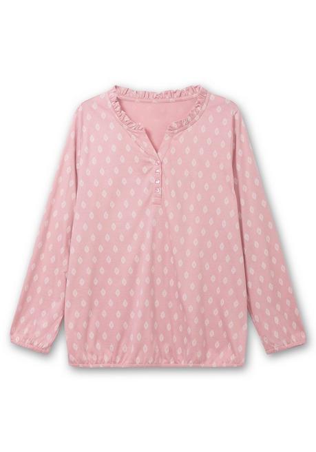 Sheego Langarmshirt Mit Alloverdruck Und Kurzer Knopfleiste - Rosé Gemustert Sheego