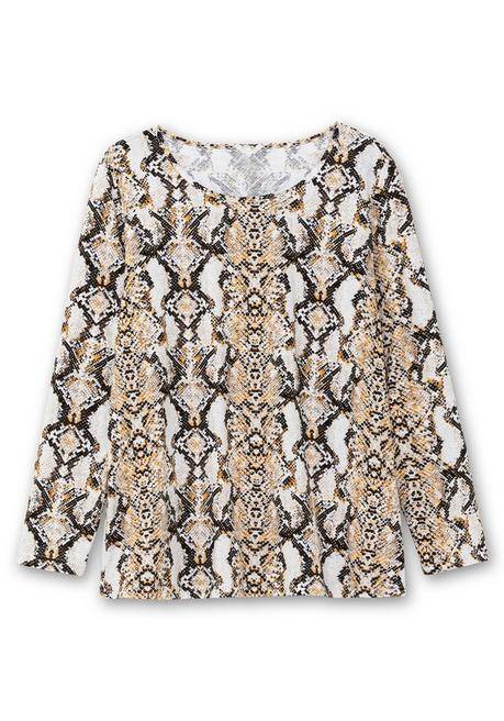Sheego Langarmshirt Mit Animalprint Und Rundhalsausschnitt - Beigefarben Gemustert Sheego