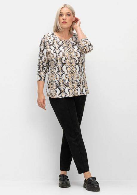 Sheego Langarmshirt Mit Animalprint Und Rundhalsausschnitt - Beigefarben Gemustert Sheego