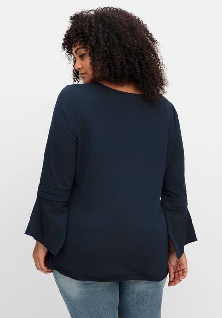 Sheego By Joe Browns Langarmshirt Mit Ärmeln In Zipfelform - Nachtblau Sheego