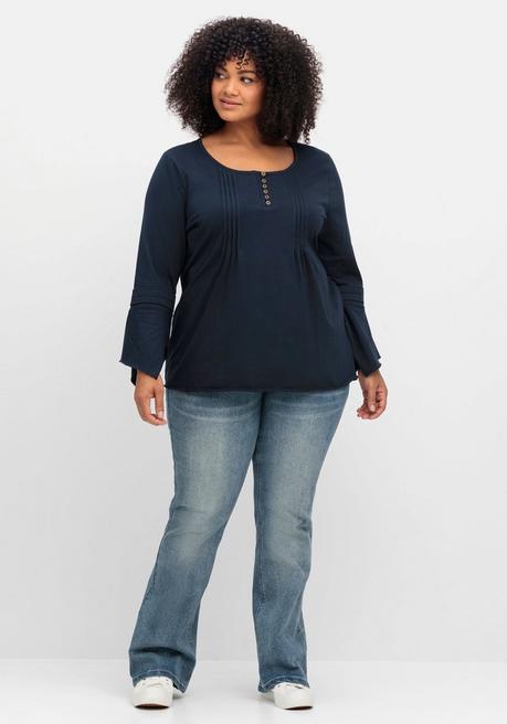 Sheego By Joe Browns Langarmshirt Mit Ärmeln In Zipfelform - Nachtblau Sheego