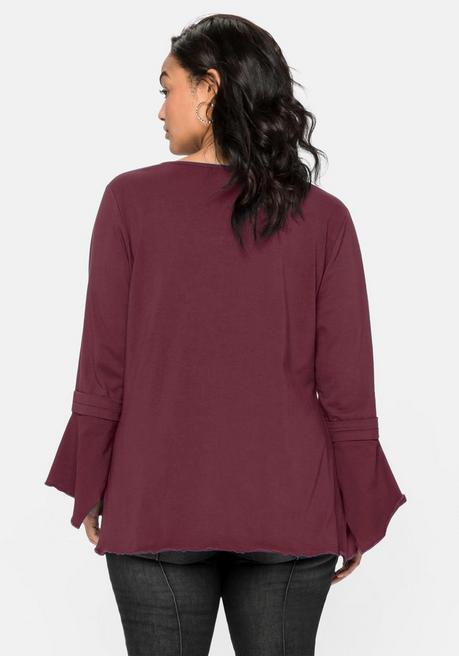 Sheego By Joe Browns Langarmshirt Mit Ärmeln In Zipfelform - Weinrot Sheego