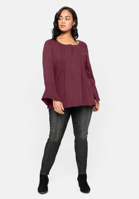Sheego By Joe Browns Langarmshirt Mit Ärmeln In Zipfelform - Weinrot Sheego