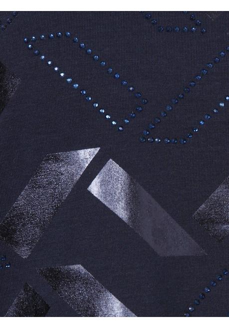 VIA APPIA DUE Langarmshirt Mit Glitzerndem Folienprint - Indigo Gemustert Sheego