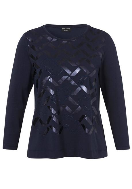 VIA APPIA DUE Langarmshirt mit glitzerndem Folienprint - indigo gemustert sheego