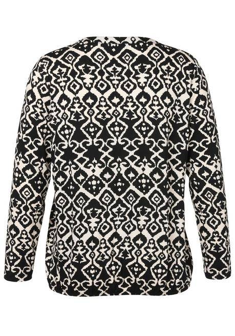 VIA APPIA DUE Langarmshirt Mit Grafischem Druck Und V-Ausschnitt - Schwarz-creme Sheego