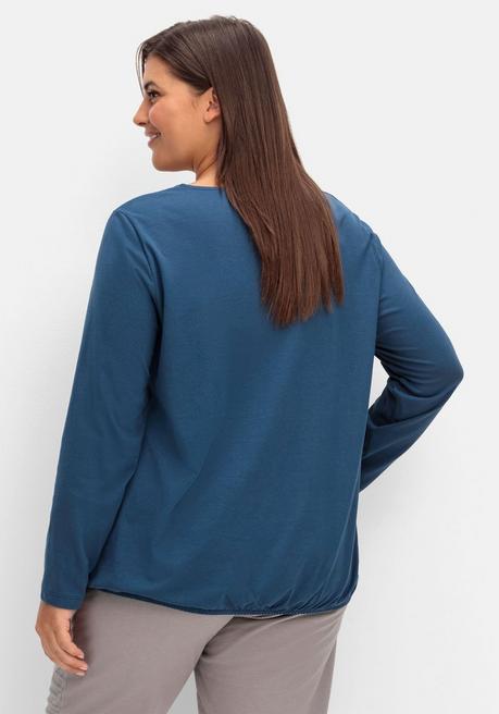 Sheego Langarmshirt Mit Gummizug Am Saum - Dunkelblau Sheego