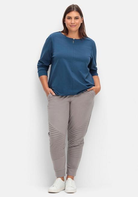 Sheego Langarmshirt Mit Gummizug Am Saum - Dunkelblau Sheego