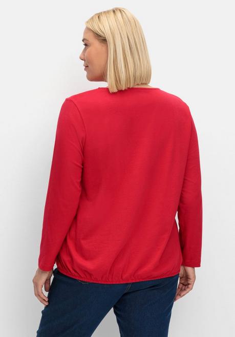 Sheego Langarmshirt Mit Gummizug Am Saum - Rot Sheego