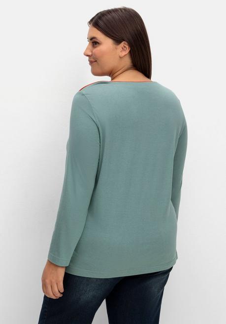 Sheego X Collection L. Langarmshirt Mit Kontrastpaspeln - Jade Sheego