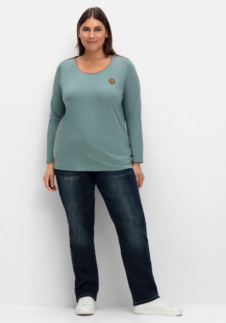 Sheego X Collection L. Langarmshirt Mit Kontrastpaspeln - Jade Sheego