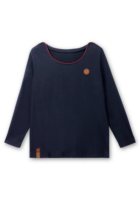 Sheego X Collection L. Langarmshirt Mit Kontrastpaspeln - Marine Sheego