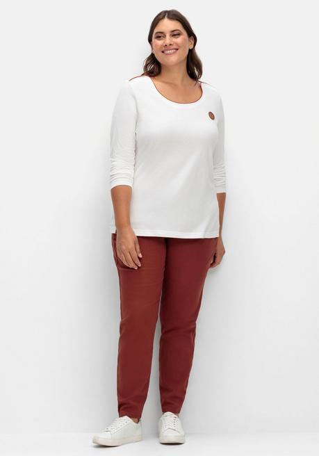 Sheego X Collection L. Langarmshirt Mit Kontrastpaspeln - Weiß Sheego