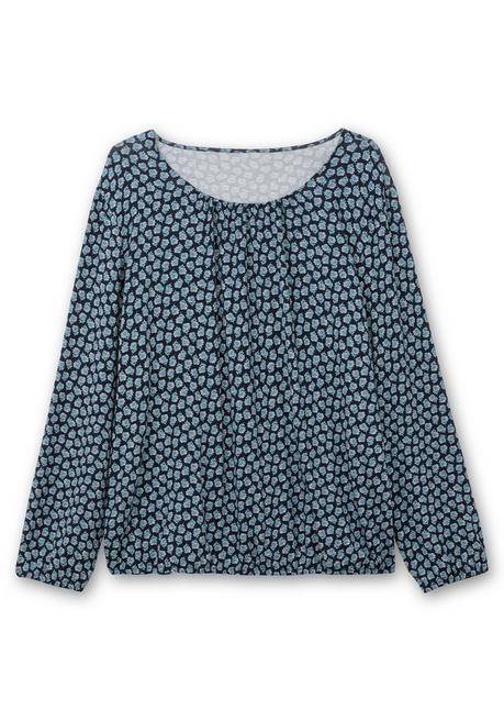 Sheego Langarmshirt Mit Minimalprint Und Saum-Gummizug - Nachtblau Gemustert Sheego
