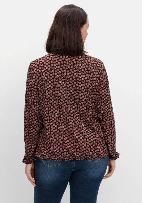 Sheego Langarmshirt Mit Minimalprint Und Saum-Gummizug - Rostrot Gemustert Sheego