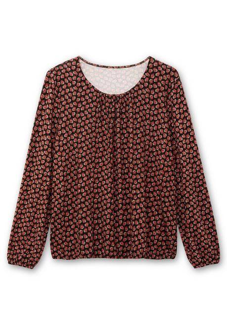 Sheego Langarmshirt Mit Minimalprint Und Saum-Gummizug - Rostrot Gemustert Sheego