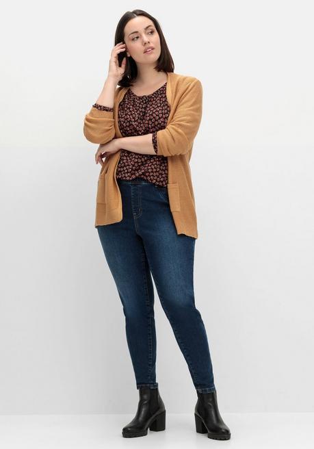 Sheego Langarmshirt Mit Minimalprint Und Saum-Gummizug - Rostrot Gemustert Sheego