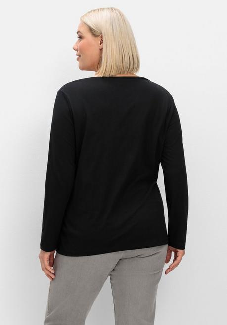 Sheego Langarmshirt Mit Ösen- Und Nietenverzierung - Schwarz Sheego