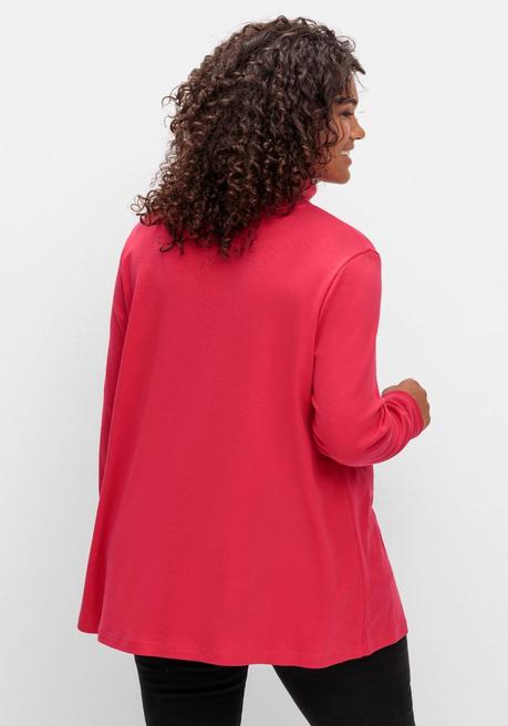 Sheego Langarmshirt Mit Rollkragen, In A-Linie - Magenta Sheego