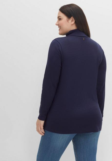 Sheego Langarmshirt Mit Rollkragen, In A-Linie - Marine Sheego