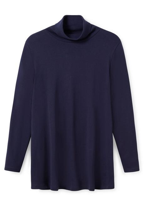 Sheego Langarmshirt Mit Rollkragen, In A-Linie - Marine Sheego